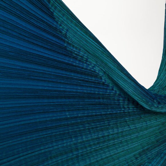 Issey Miyake Metallic-Blue Ruffle-Hem Sleeveless Maxi Dress - Picture 7 of 9